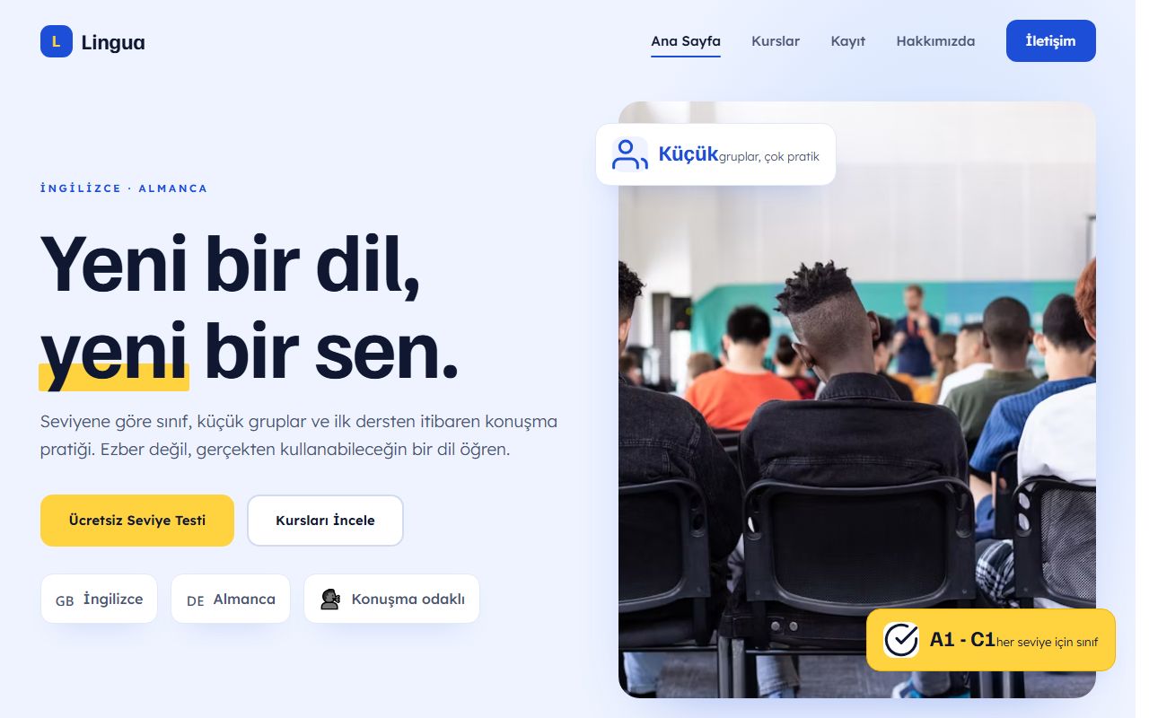 Lingua Dil Kursu demo web sitesi