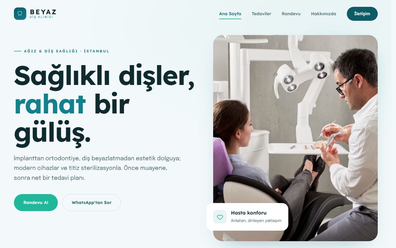 Beyaz Diş Kliniği demo web sitesi