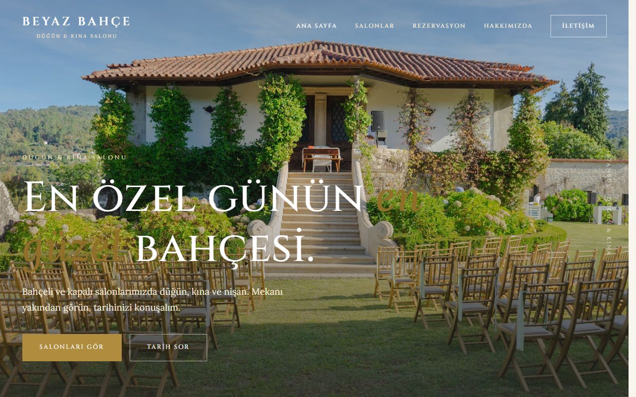 Beyaz Bahçe Düğün demo web sitesi