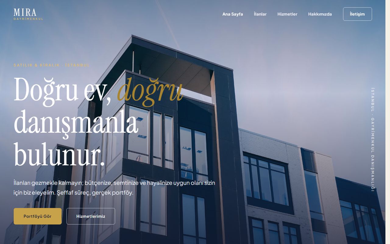 Mira Gayrimenkul demo web sitesi