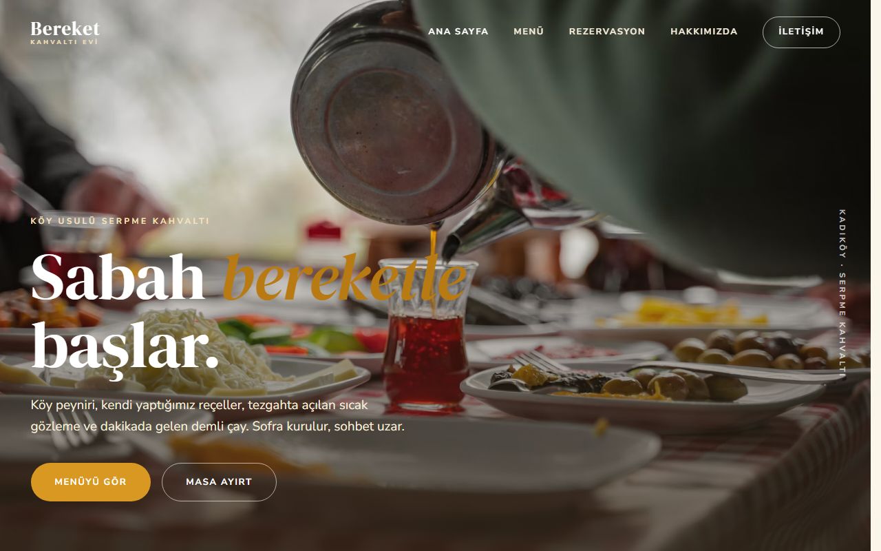 Bereket Kahvaltı Evi demo web sitesi