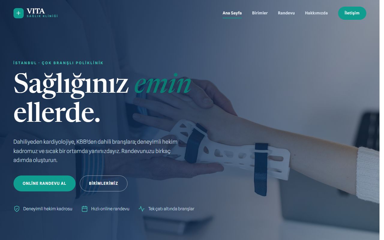 Vita Sağlık Kliniği demo web sitesi