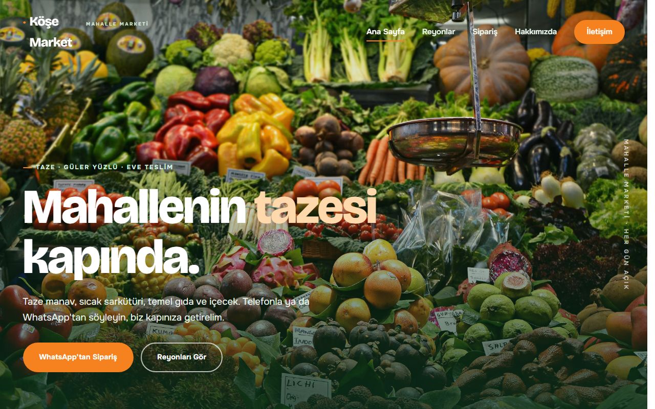 Köşe Market demo web sitesi