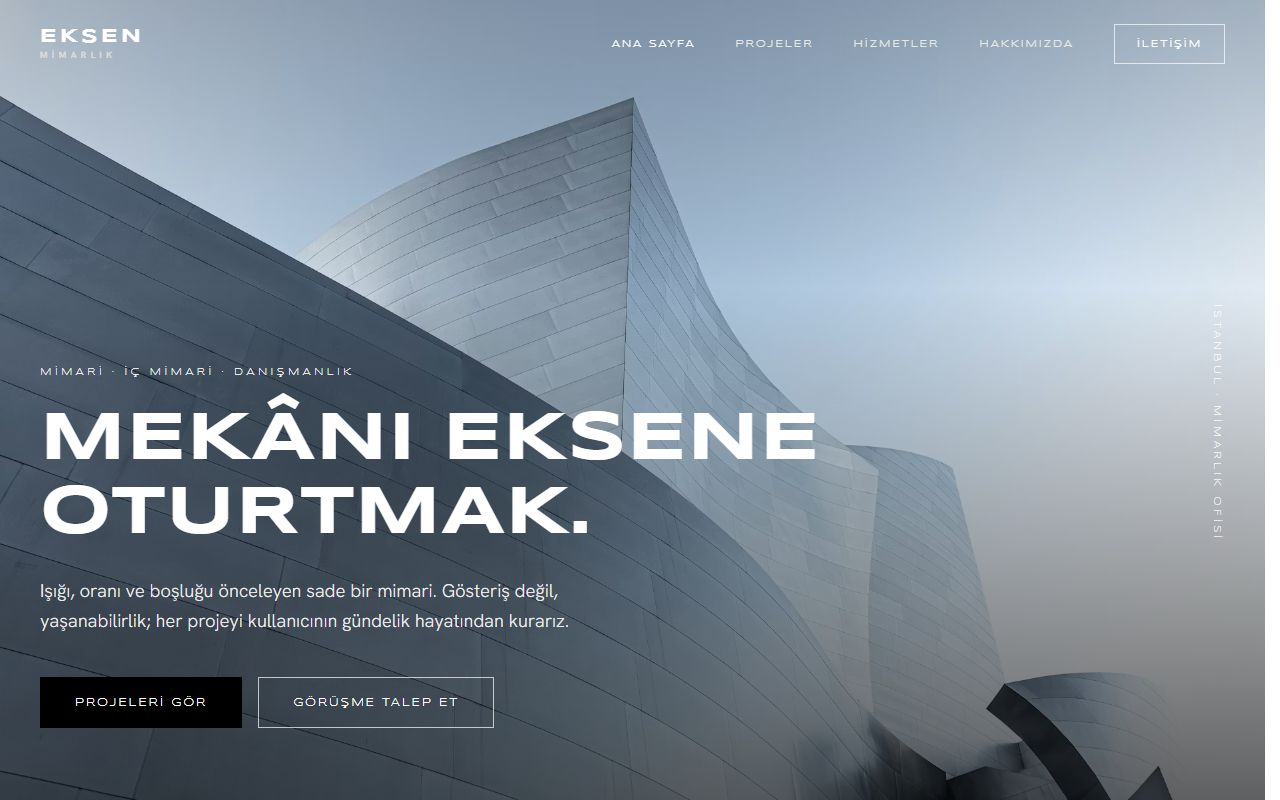 Eksen Mimarlık demo web sitesi