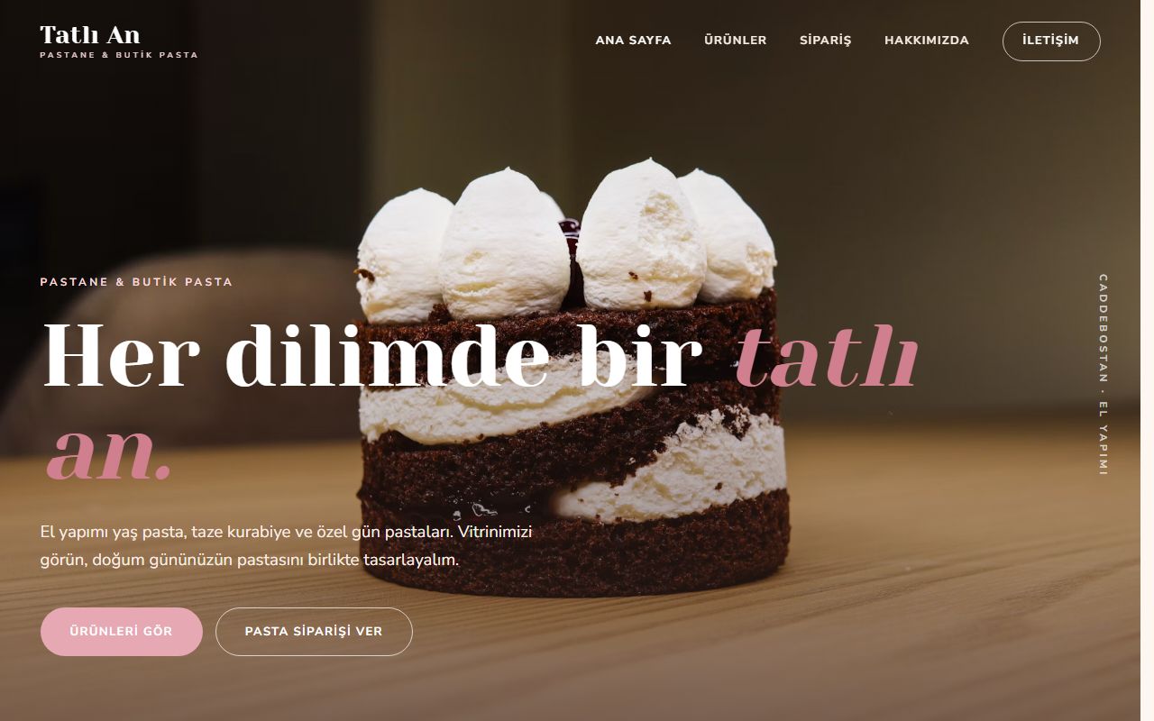 Tatlı An Pastanesi demo web sitesi