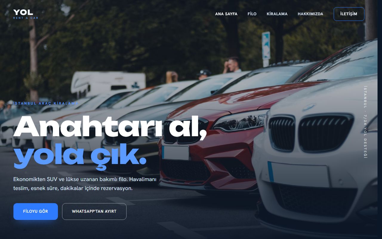 Yol Rent a Car demo web sitesi