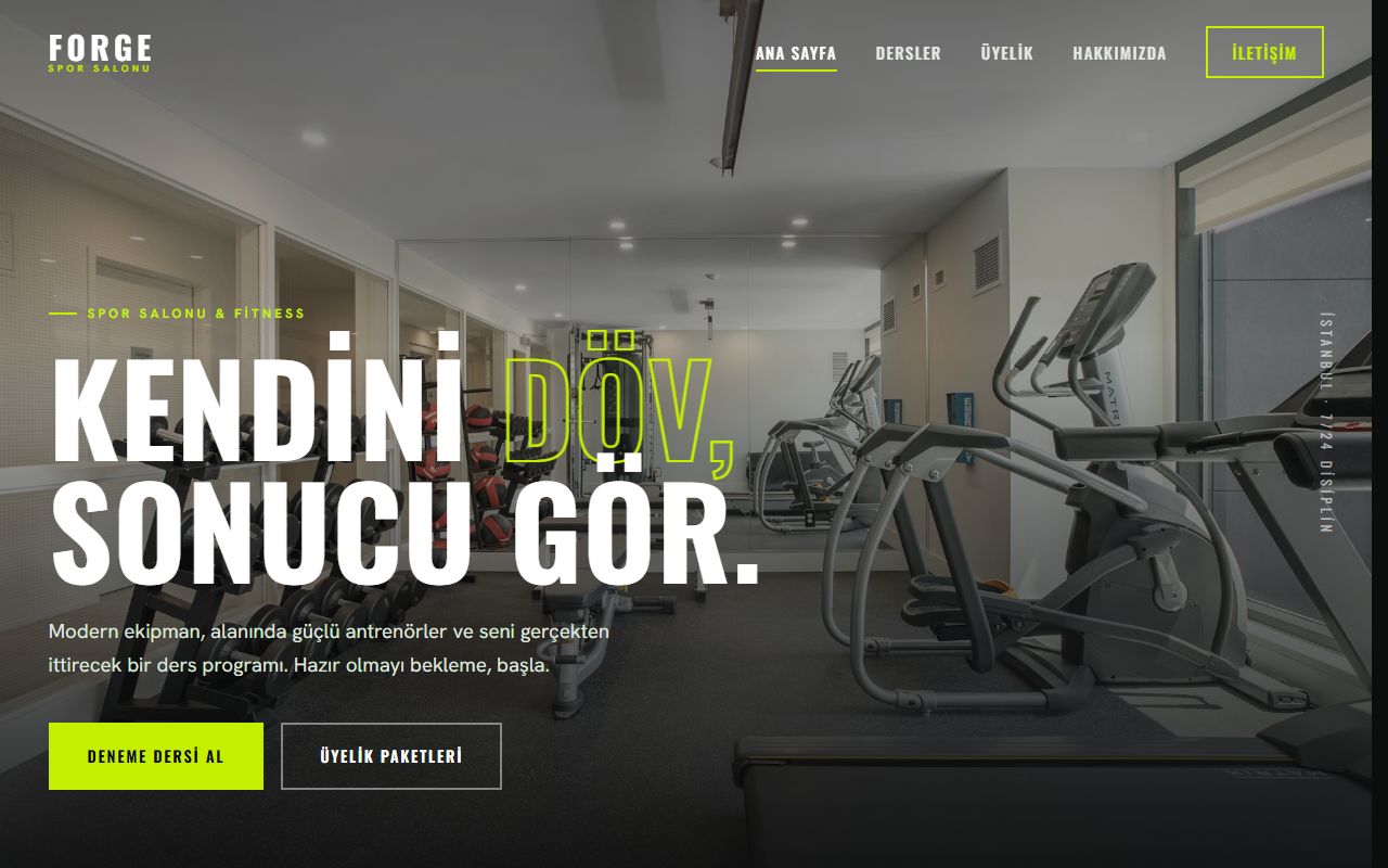 Forge Spor Salonu demo web sitesi