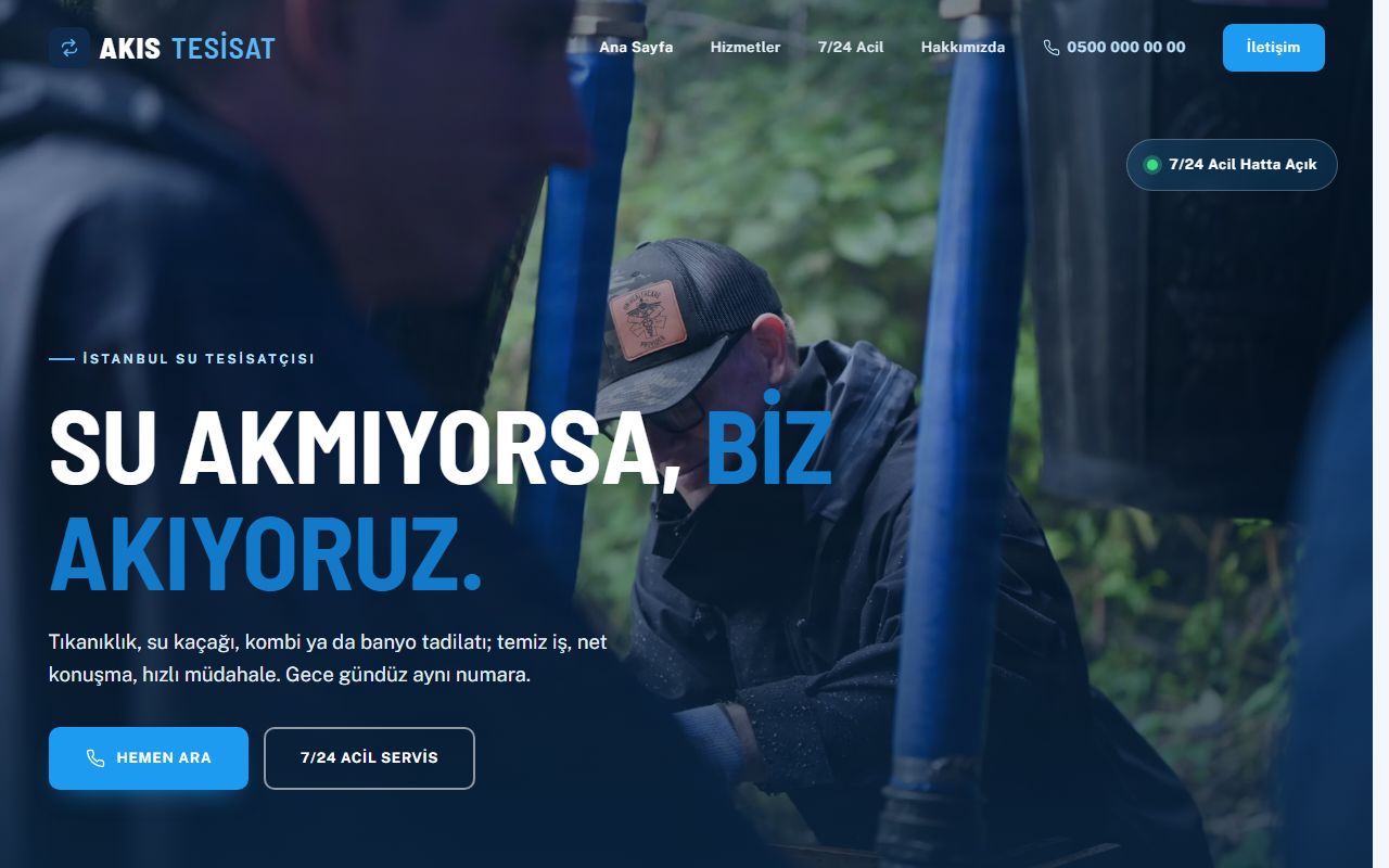 Akış Tesisat demo web sitesi