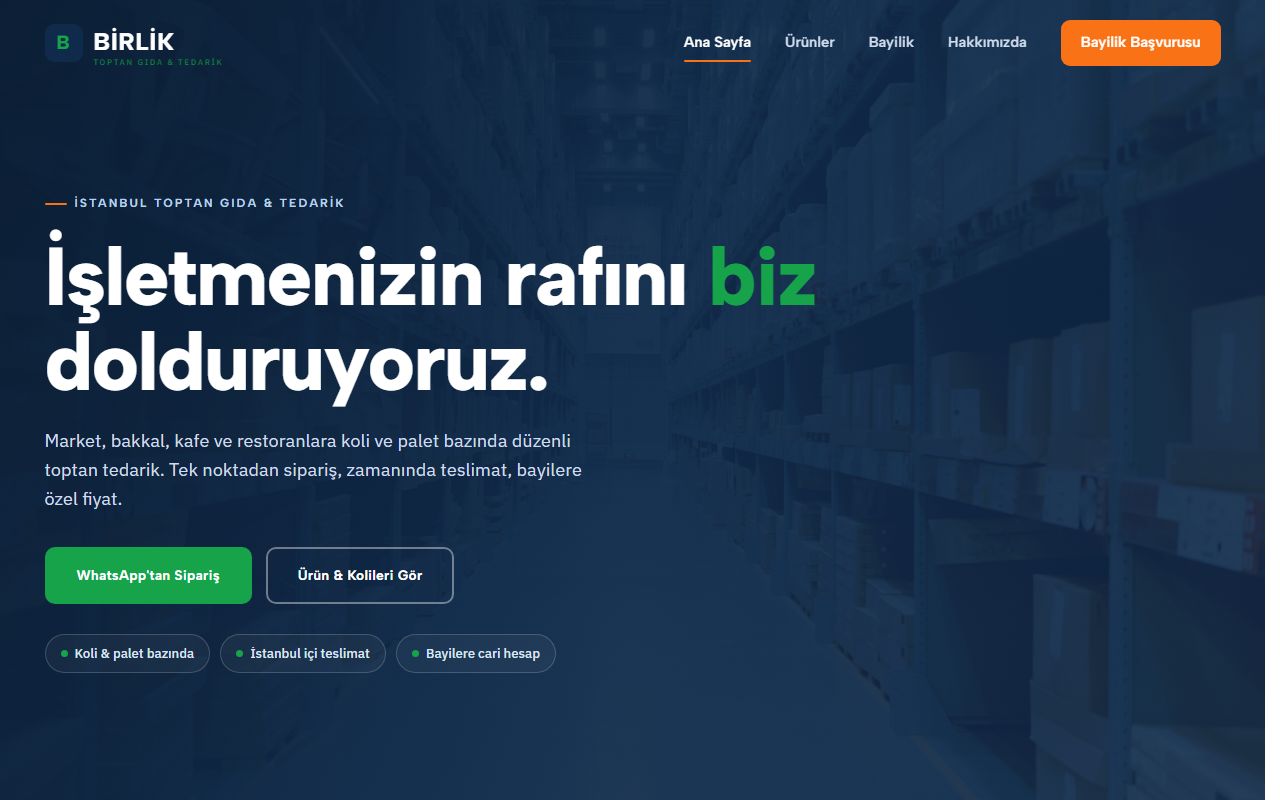 Birlik Toptan demo web sitesi