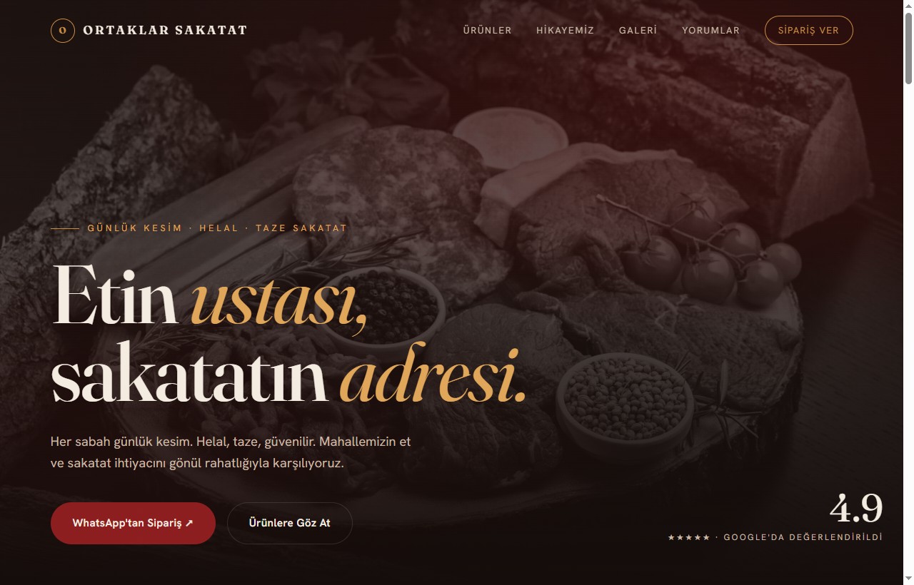 Ortaklar Sakatat için hazırlanan kasap ve sakatat web sitesi — ana sayfa